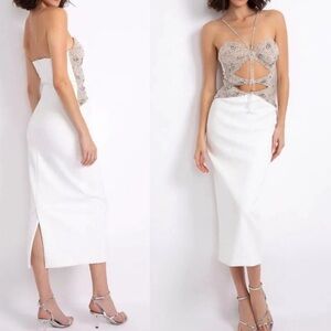 Patbo nude/beige runway midi dress